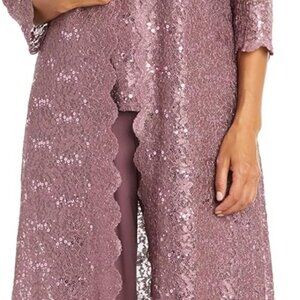 Women's Lace Duster Pant Set Polyester Spandex Evening Formal Holiday Wear